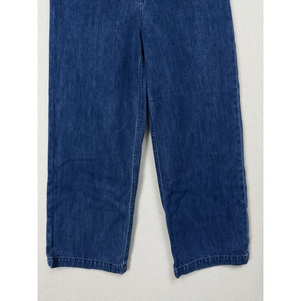 ABLE Jeans Women's 26 Cropped‎ Dark Wash Chino Wide Legs Slash Pockets